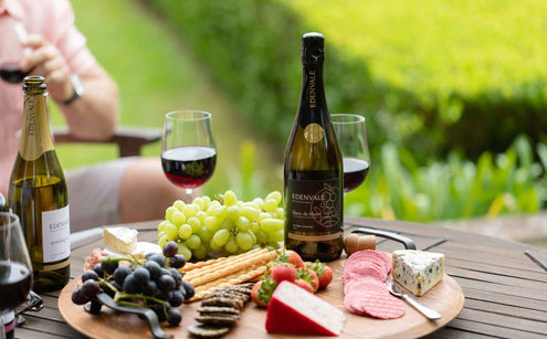 Edenvale Blanc de blanc wine and food plate