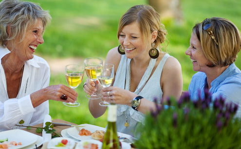 women drinking wine