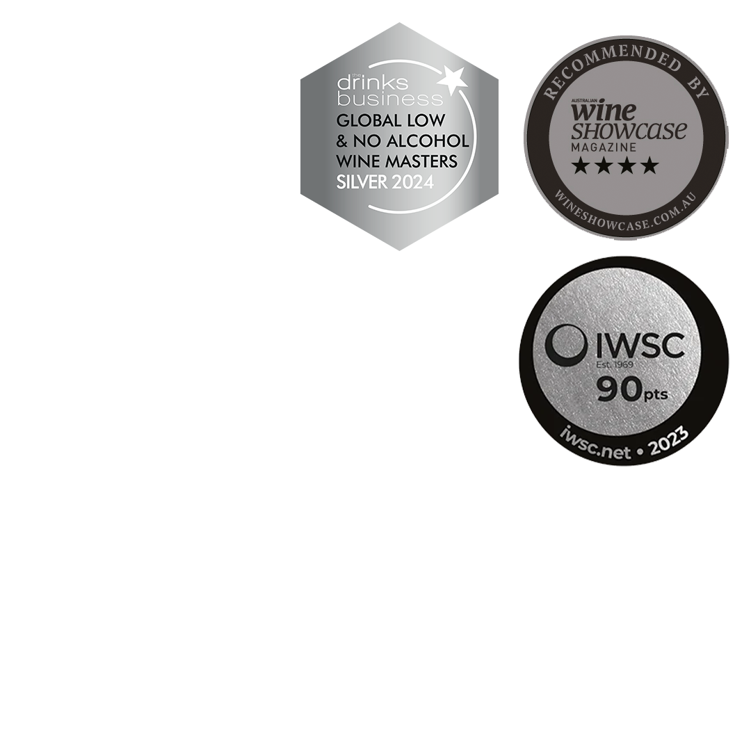 Three wine awards on a white background