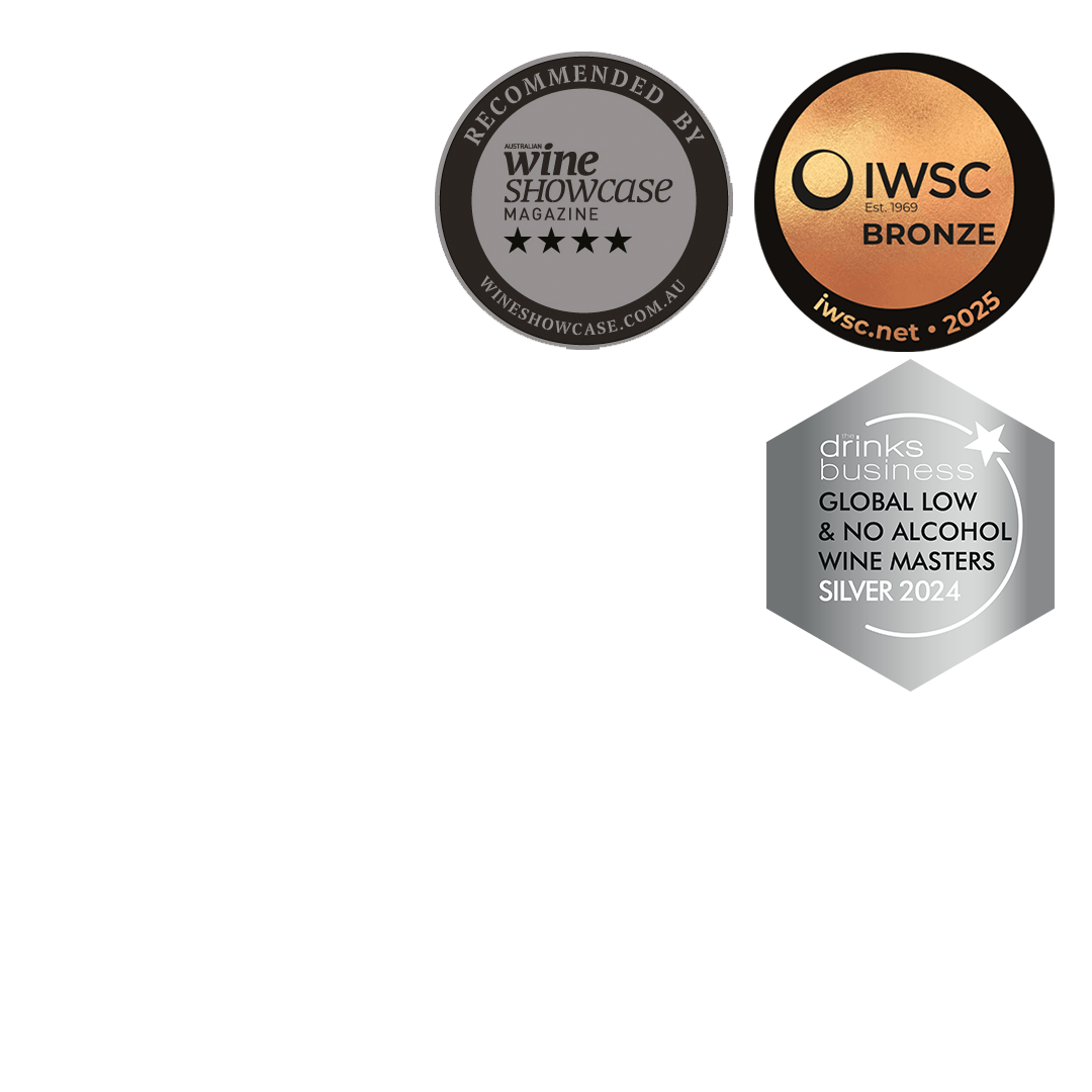 Three wine awards on a white background