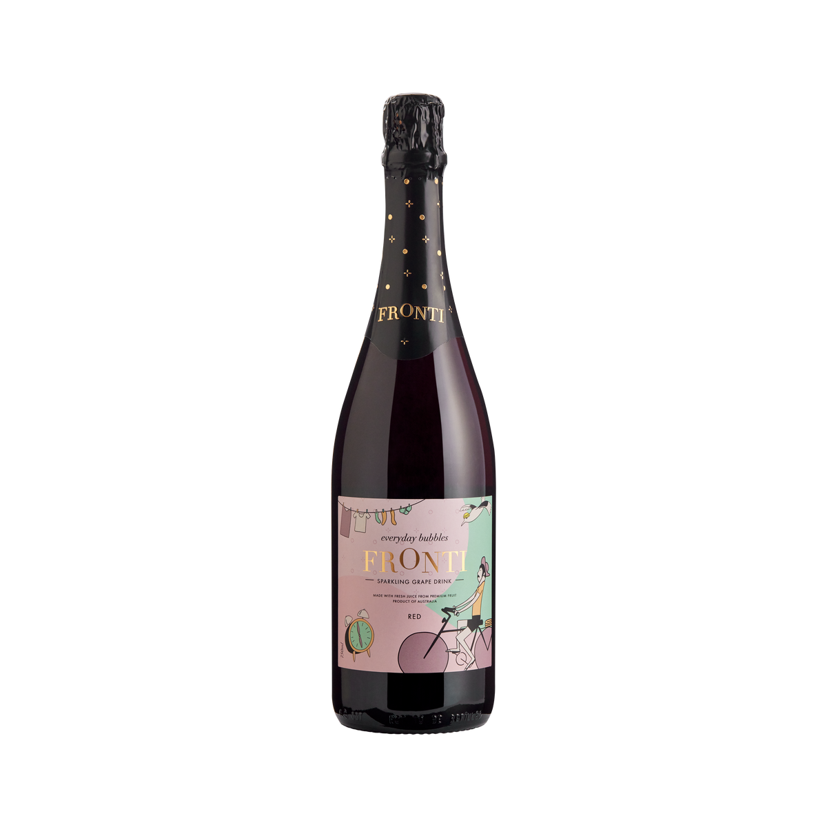 Fronti Red everyday bubbles sparkling grape drink 750ml bottle — non-alcoholic