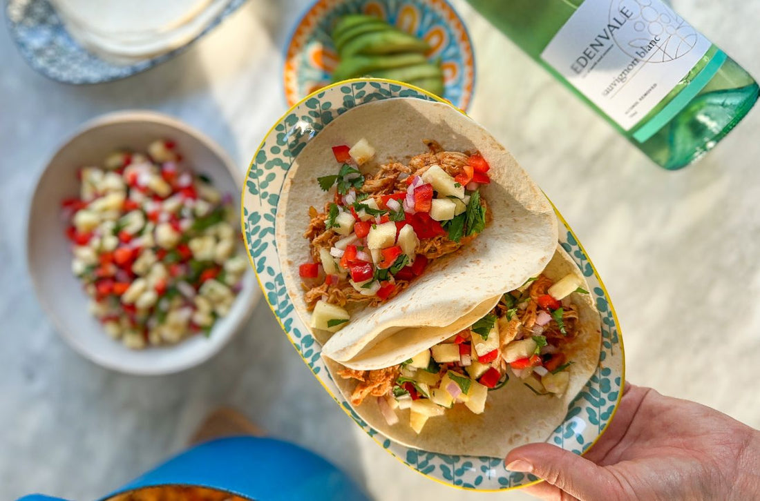Cassie Slaney’s Chicken Tinga Tacos with Edenvale Sauvignon Blanc