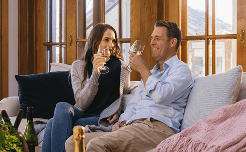 couple having a glass of white wine together