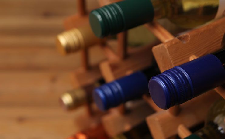 wine rack with wine on it