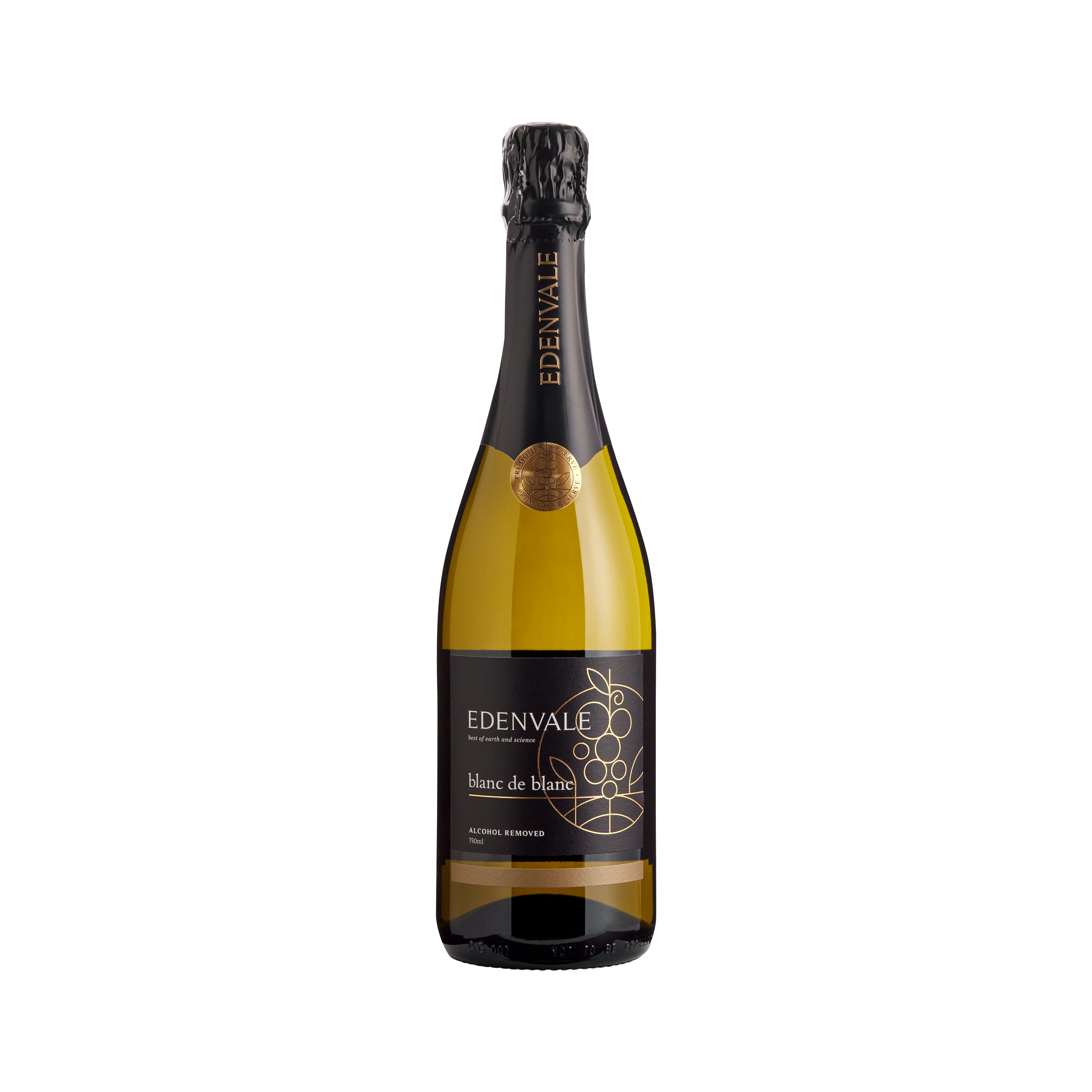Edenvale Premium Reserve Blanc de Blanc 750ml sparkling bottle — alcohol removed wine