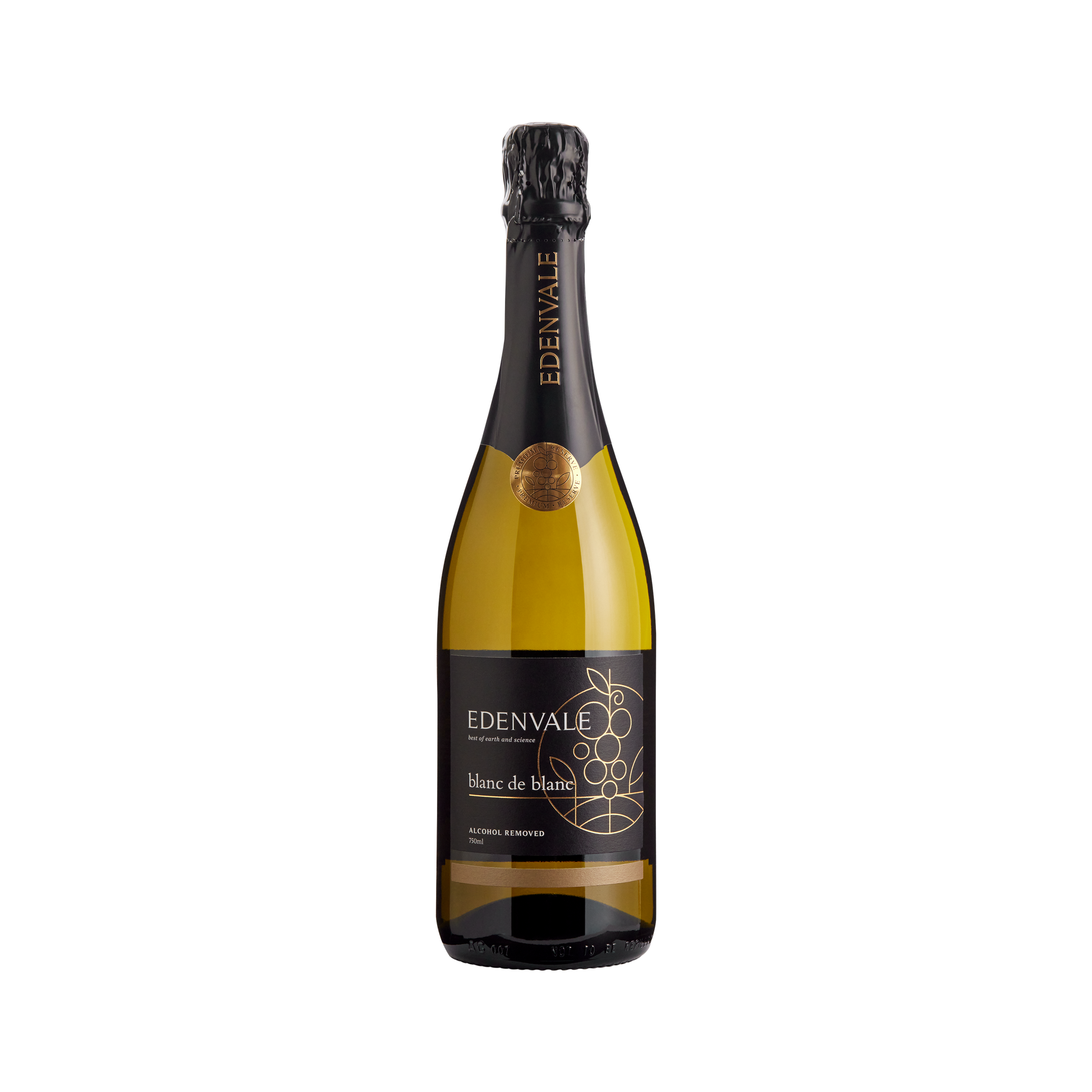 Edenvale Premium Reserve Blanc de Blanc 750ml sparkling bottle — alcohol removed wine