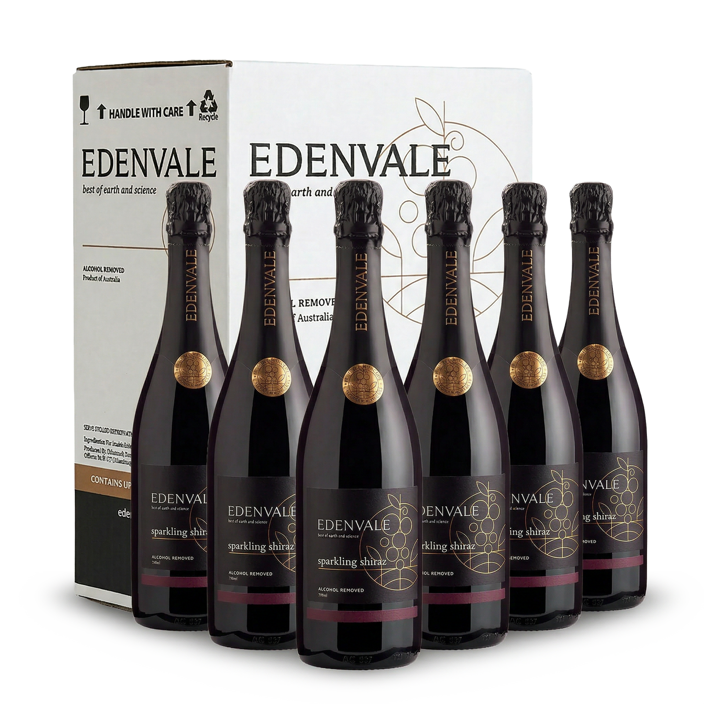 Edenvale Premium Reserve Sparkling Shiraz 6-pack with carton — alcohol removed sparkling wine bulk buy