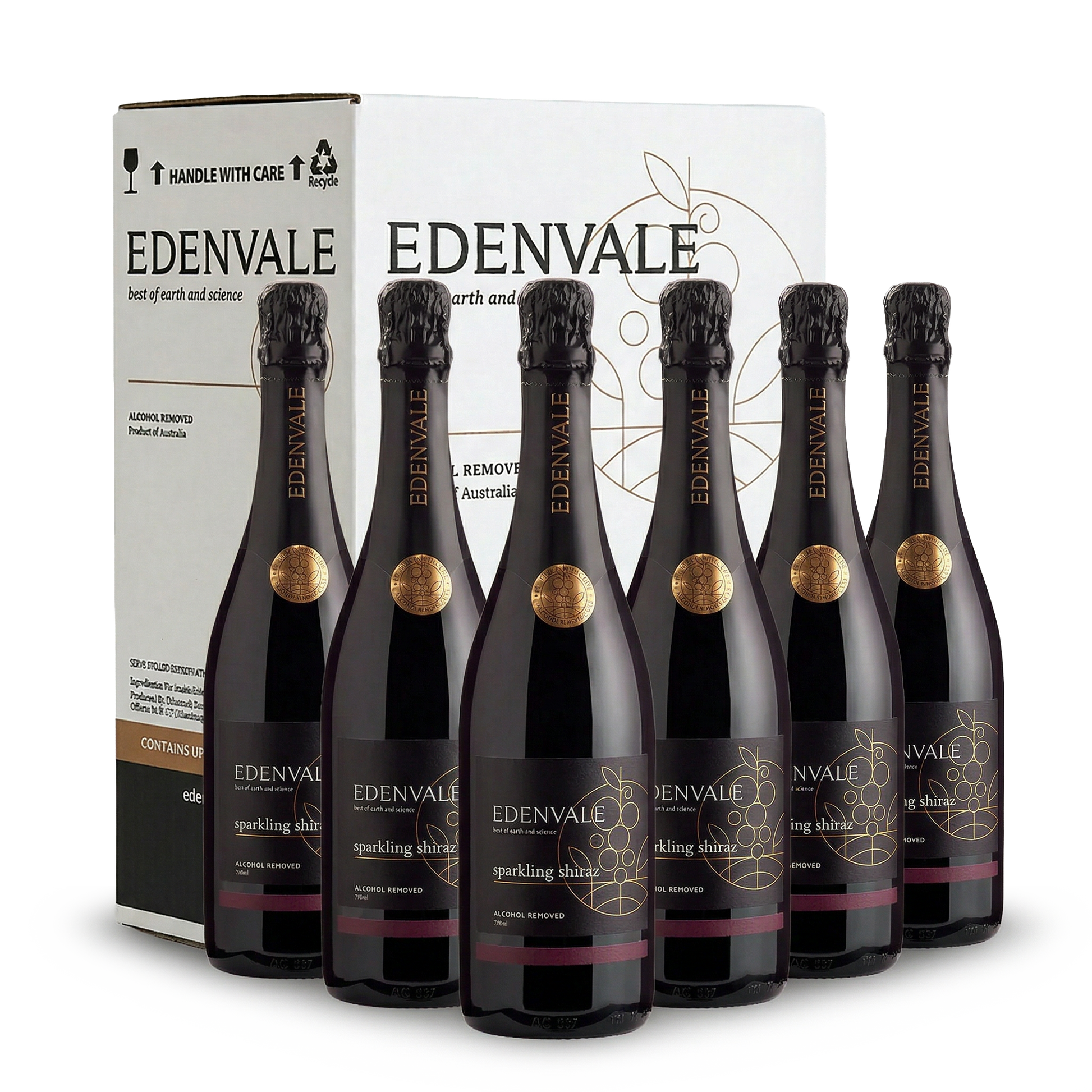 Edenvale Premium Reserve Sparkling Shiraz 6-pack with carton — alcohol removed sparkling wine bulk buy