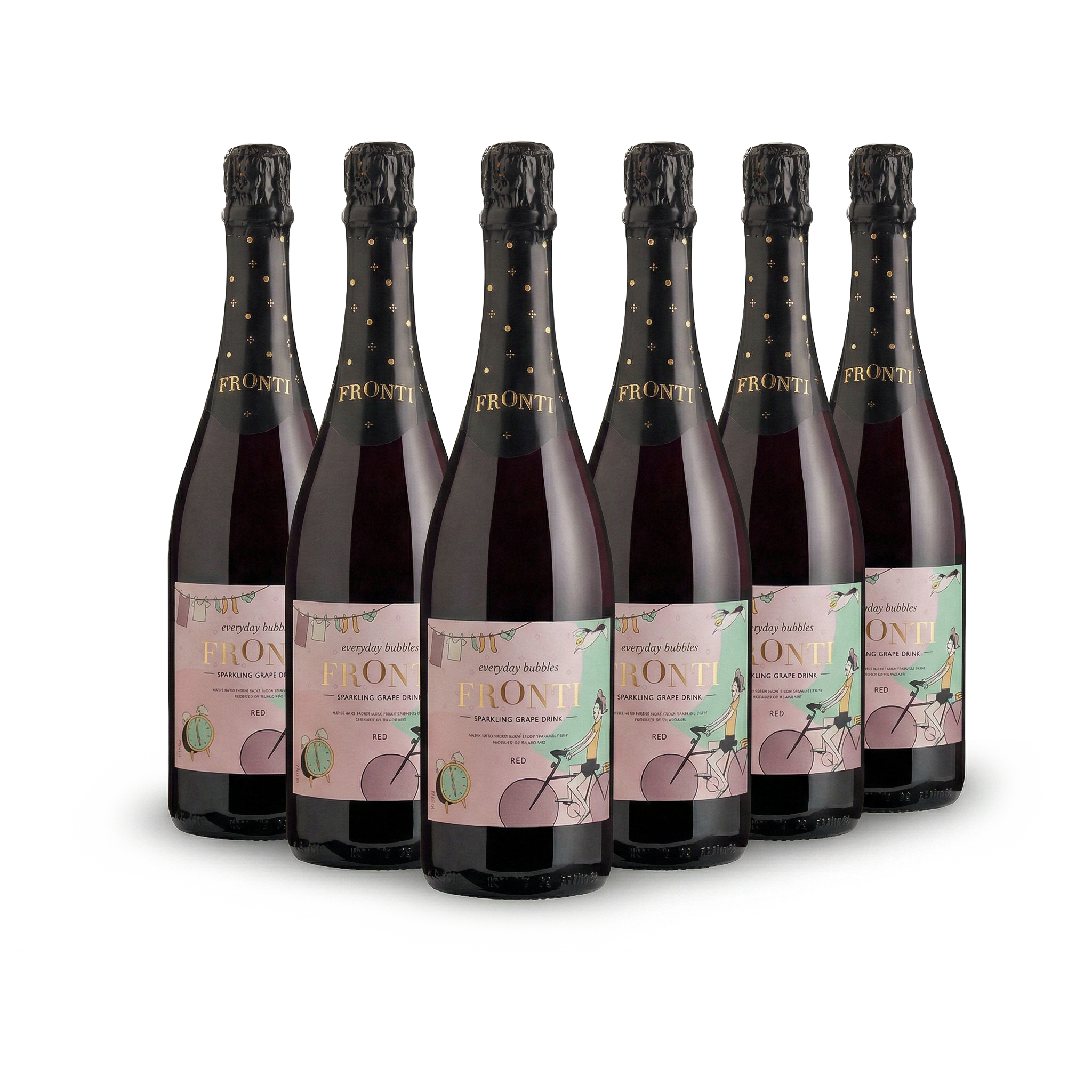 Fronti Red sparkling grape drink 6-pack — non-alcoholic everyday bubbles bulk buy