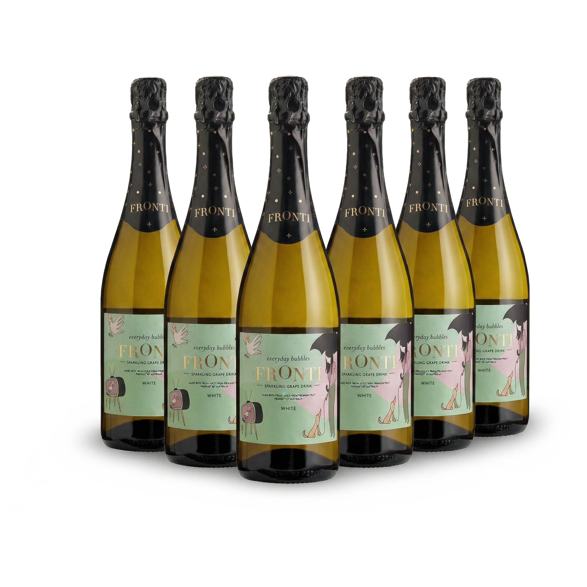 Fronti White sparkling grape drink 6-pack — non-alcoholic everyday bubbles bulk buy